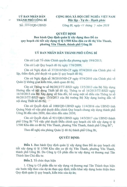 32Win1 com nhà cái Ban hành Quy định Quản lý 32Win1 com Tải xuống APK theo Đồ án quy hoạch chi tiết 32Win1 com Tải xuống APK tỷ lệ 1/500 khu dân cư đô thị Yên Thanh, phường Yên Thanh, thành phố 32Win12 com tại tài khoản