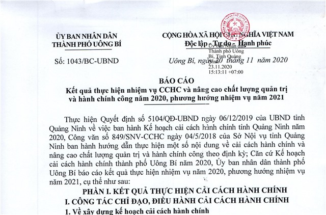 Báo cáo Kết quả thực hiện nhiệm vụ CCHC và nâng cao chất lượng quản trị và 32Win32 app tải về công năm 2020, phương hướng nhiệm vụ năm 2021