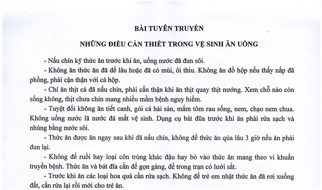 Những điều cần biết trong vệ sinh ăn uống