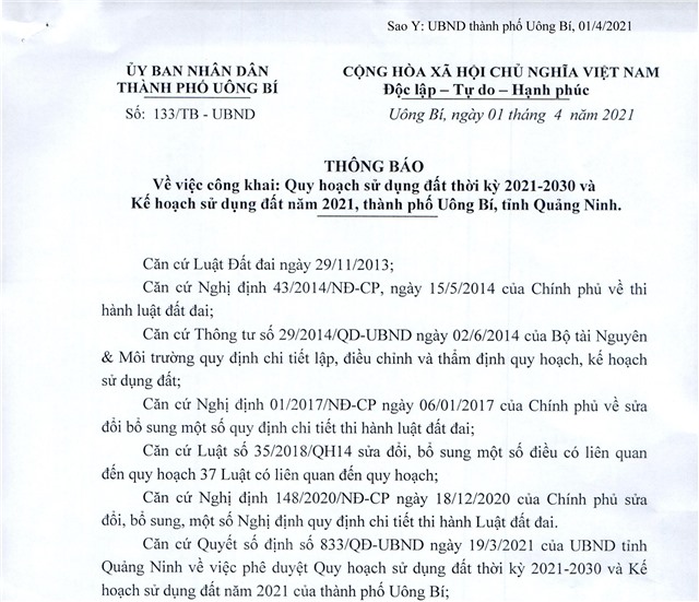 Thông báo về việc công khai Quy hoạch sử dụng đất thời kỳ 2021-2030 và kế hoạch sử dụng đất năm 2021 của thành phố 32Win12 com tại tài khoản
