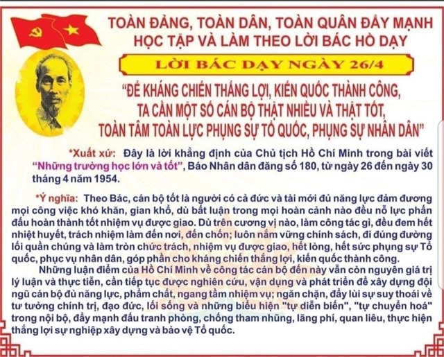 Lời Bác dạy ngày này năm xưa (26/4)