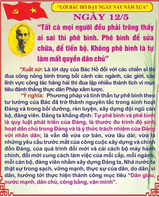 Lời Bác dạy ngày này năm xưa (12/5)