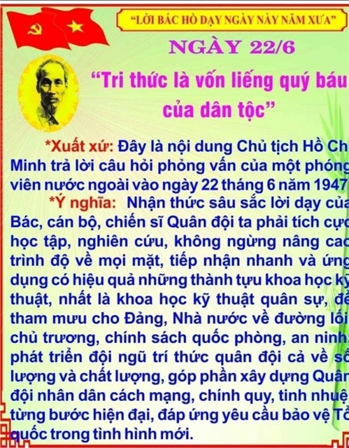 Nhớ lời Bác dạy ngày này năm xưa (22/6)