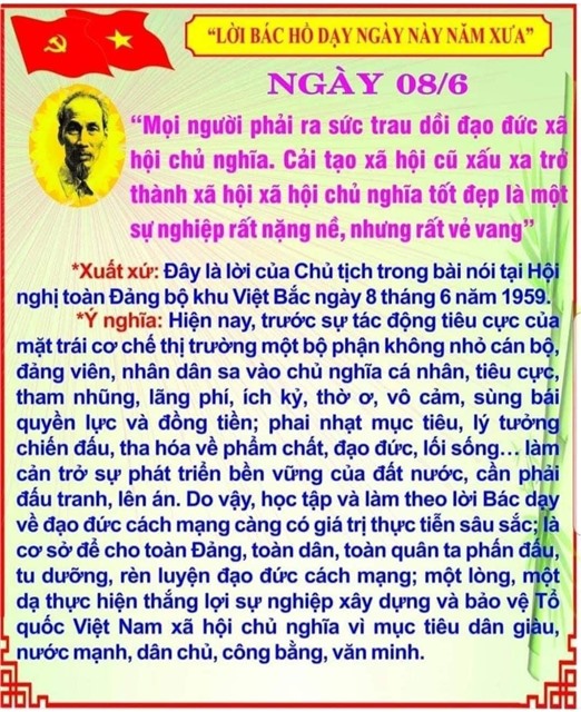 Nhớ lời Bác dạy ngày này năm xưa (8/6)