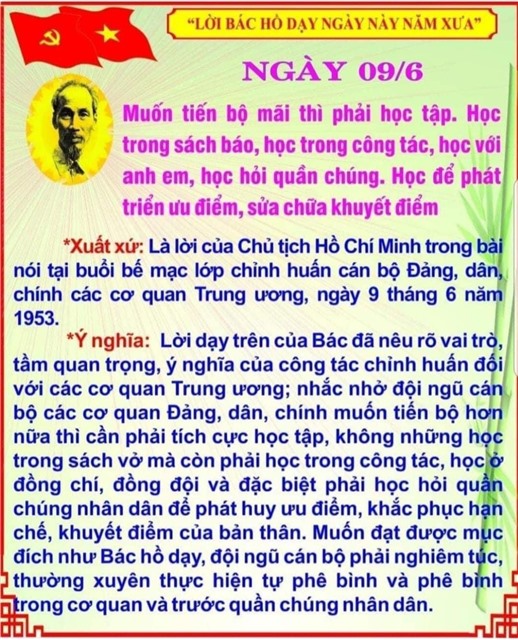 Nhớ lời Bác dạy ngày này năm xưa (9/6)