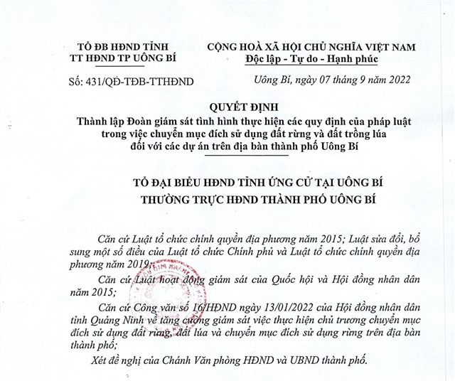 32Win1 com nhà cái thành lập đoàn giám sát tình hình thực hiện các quy định của pháp luật trong việc chuyển mục đích sử dụng đất rừng và đất trồng lúa đối với các dự án trên địa bàn thành phố 32Win12 com tại tài khoản