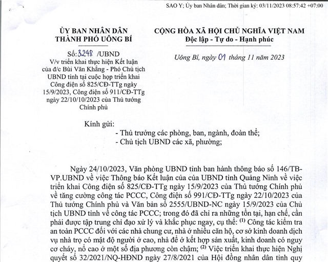 Triển khai thực hiện Kết luận của đồng chí Bùi Văn Khắng - Phó Chủ tịch UBND tỉnh tại cuộc họp triển khai Công điện số 825/CĐ-TTg ngày 15/9/2023, Công điện số 911/CĐ-TTg ngày 22/10/2023 của Thủ tướng Chính phủ