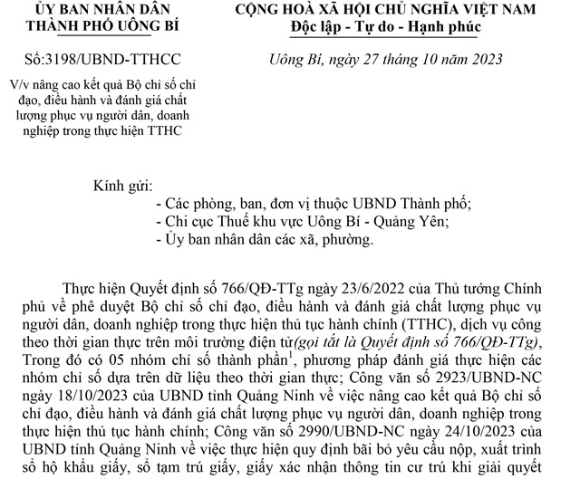 Nâng cao kết quả Bộ chỉ số chỉ đạo, điều hành và đánh giá chất lượng phục vụ người dân, 32Win03 nổ hũ trong thực hiện TTHC