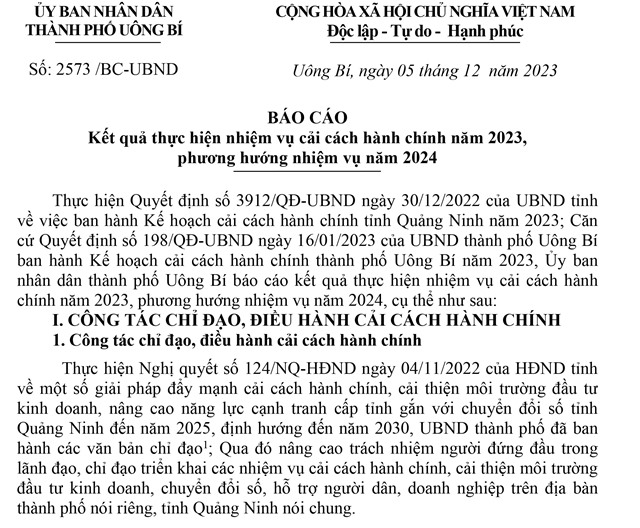 Báo cáo kết quả thực hiện nhiệm vụ cải cách 32Win32 app tải về năm 2023, phương hướng nhiệm vụ năm 2024
