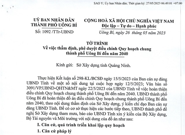 Tờ trình về việc thẩm định, phê duyệt điều chỉnh Quy hoạch chung thành phố 32Win12 com tại tài khoản đến năm 2040