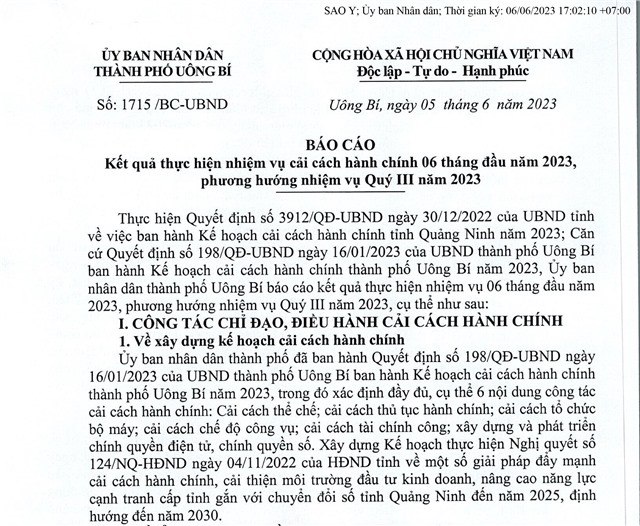 Báo cáo kết quả thực hiện nhiệm vụ cải cách 32Win32 app tải về 06 tháng đầu năm 2023, phương hướng nhiệm vụ Quý III năm 2023