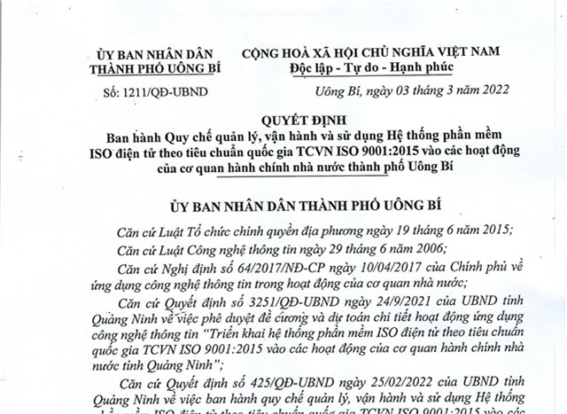 32Win1 com nhà cái ban hành quy chế quản lý, vận hành và sử dụng Hệ thống phần mềm ISO điện tử theo tiêu chuẩn quốc gia TCVN ISO 9001:2015 vào các hoạt động của cơ quan 32Win32 app tải về nhà nước thành phố 32Win12 com tại tài khoản