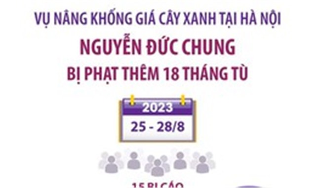 [Infographics] Tuyên án 15 bị cáo trong vụ nâng không giá cây xanh