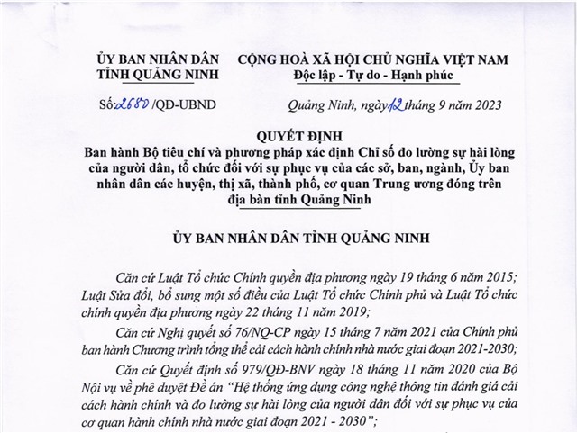 32Win1 com nhà cái ban hành Bộ tiêu chí và phương pháp xác định chỉ số đo lường sự hài lòng của người dân, tổ chức