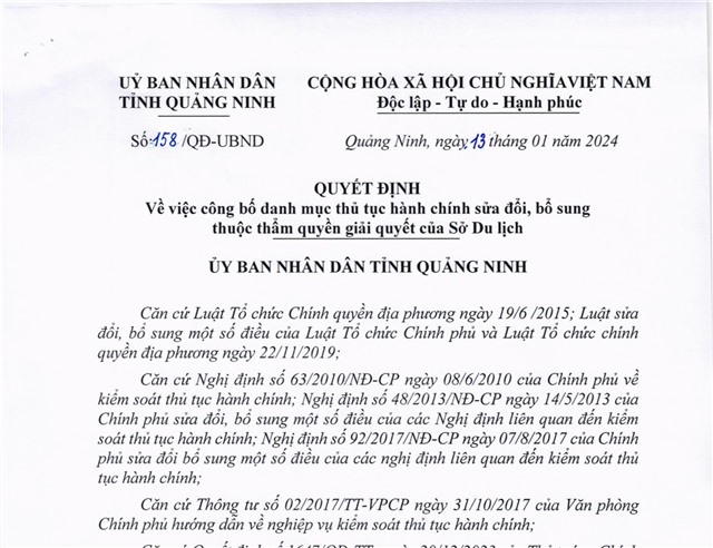 Công bố danh mục thủ tục 32Win32 app tải về sửa đổi, bổ sung thuộc thẩm quyền giải quyết của Sở Du lịch