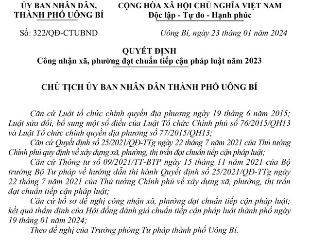 32Win1 com nhà cái công nhận xã, phường đạt chuẩn tiếp cận pháp luật năm 2023