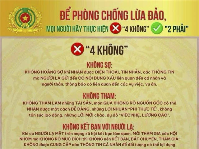 Để phòng chống lừa đảo hãy thực hiện 4 không, 2 phải