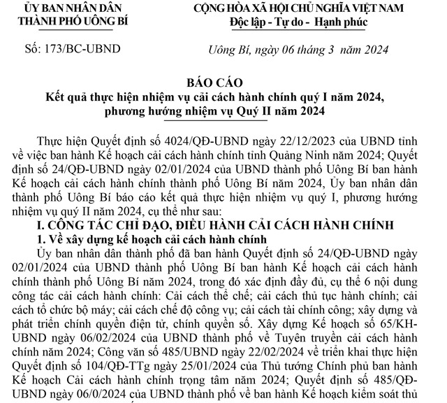 Báo cáo kết quả thực hiện nhiệm vụ cải cách 32Win32 app tải về quý I năm 2024, phương hướng nhiệm vụ Quý II năm 2024