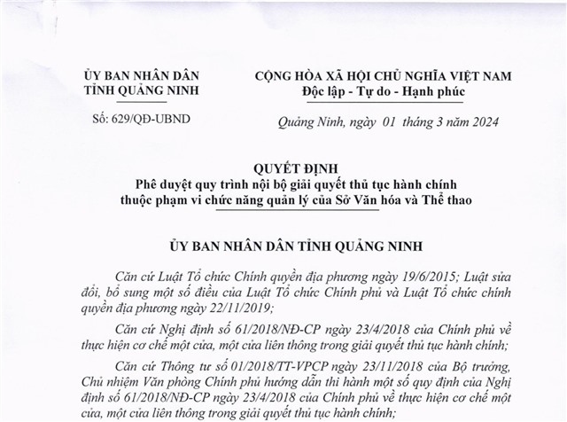 Phê duyệt quy trình nội bộ giải quyết thủ tục 32Win32 app tải về thuộc phạm vi chức năng quản lý của Sở Văn hóa và Thể thao
