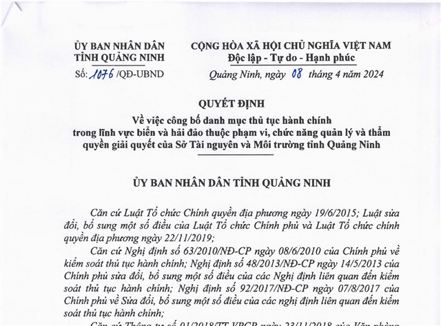 Công bố danh mục thủ tục 32Win32 app tải về trong lĩnh vực biển và hải đảo thuộc phạm vi, chức năng quản lỳ và thẩm quyền giải quyết của Sở Tài nguyên và 32Win10 cá cược thể thao tỉnh Quảng Ninh