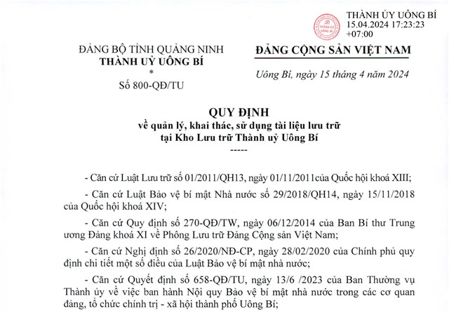 Quy định về quản lý, khai thác, sử dụng tài liệu lưu trữ tại Kho Lưu trữ Thành uỷ 32Win12 com tại tài khoản