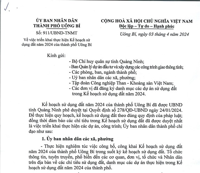 Về việc triển khai thực hiện Kế hoạch sử dụng đất năm 2024 của thành phố 32Win12 com tại tài khoản