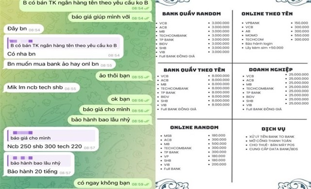 Rầm rộ bán tài khoản ngân hàng trên mạng xã hội