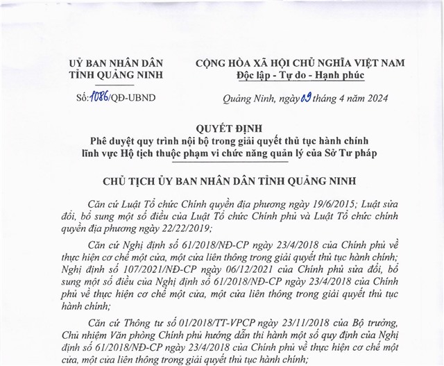 Phê duyệt quy trình nội bộ trong giải quyết thủ tục 32Win32 app tải về lĩnh vực hộ tịch thuộc phạm vi chức năng quản lý của Sở Tư pháp