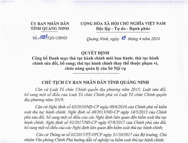 Công bố Danh mục thủ tục 32Win32 app tải về mới ban hành; thủ tục 32Win32 app tải về sửa đổi, bổ sung; thủ tục 32Win32 app tải về thay thế thuộc phạm vi, chức năng quản lý của Sở Nội vụ