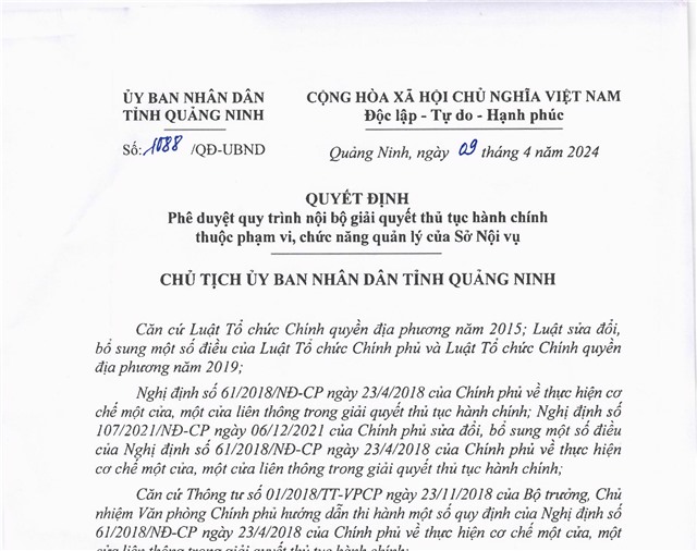 Phê duyệt quy trình nội bộ giải quyết thủ tục 32Win32 app tải về thuộc phạm vi, chức năng quản lý của Sở Nội vụ