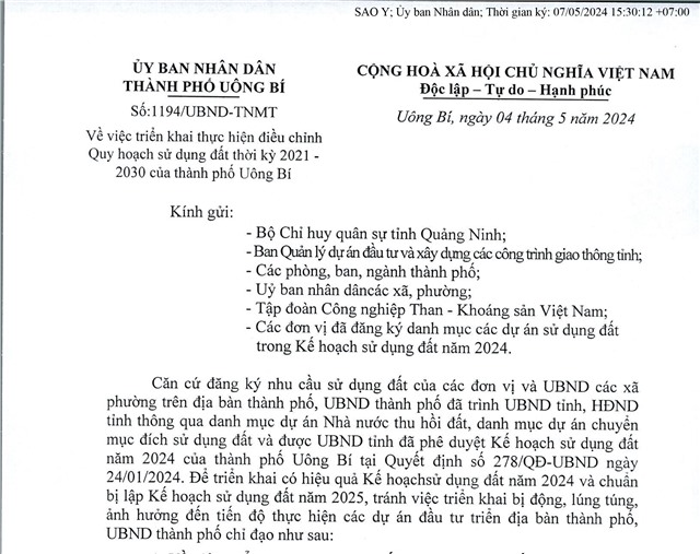 Về việc triển khai thực hiện điều chỉnh quy hoạch sử dụng đất thời kỳ 2021- 2030 của thành phố 32Win12 com tại tài khoản
