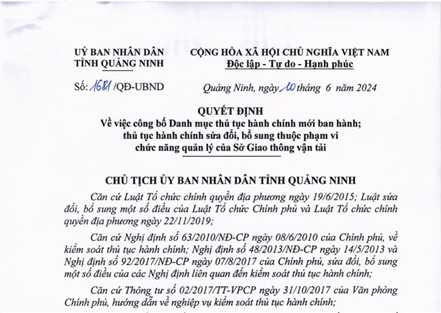 Công bố Danh mục thủ tục 32Win32 app tải về mới ban hành; thủ tục 32Win32 app tải về sửa đổi, bổ sung thuộc phạm vi chức năng quản lý của Sở Giao thông vận tải