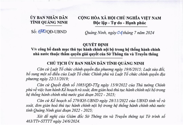 Công bố danh mục thủ tục 32Win32 app tải về nội bộ trong hệ thống 32Win32 app tải về nhà nước thuộc thẩm quyền giải quyết của Sở Thông tin và Truyền thông