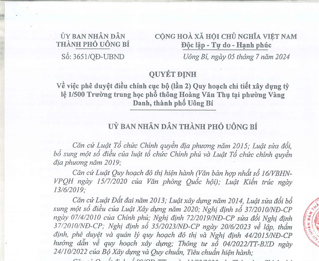 32Win1 com nhà cái về việc phê duyệt điều chỉnh cục bộ (lần 2) Quy hoạch chi tiết 32Win1 com Tải xuống APK tỷ lệ 1/500 Trường Trung học phổ thông Hoàng Văn Thụ tại phường Vàng Danh, thành phố 32Win12 com tại tài khoản