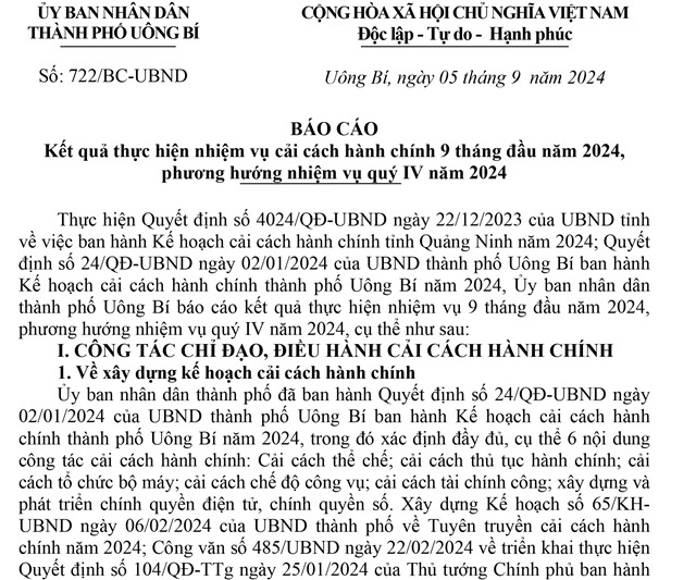 Báo cáo kết quả thực hiện nhiệm vụ cải cách 32Win32 app tải về 9 tháng đầu năm 2024, phương hướng nhiệm vụ quý IV năm 2024