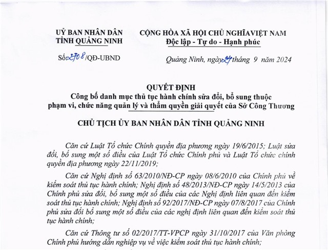 Công bố danh mục thủ tục 32Win32 app tải về sửa đổi, bổ sung thuộc phạm vi, chức năng quản lý và thẩm quyền giải quyết của Sở Công Thương