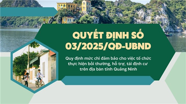 (32Win1 com nhà cái số 03/2025/QĐ-UBND) Quy định mức chi đảm bảo cho việc tổ chức thực hiện bồi thường, hỗ trợ, tái định cư trên địa bàn tỉnh Quảng Ninh