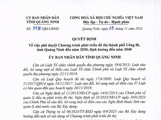 32Win1 com nhà cái về việc phê duyệt chương trình phát triển đô thị thành phố 32Win12 com tại tài khoản, tỉnh Quảng Ninh đến năm 2030, định hướng đến năm 2040