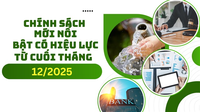 Chính sách mới nổi bật có hiệu lực từ cuối tháng 12/2025