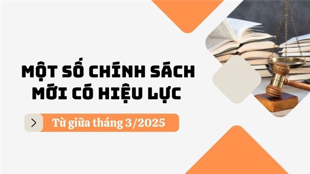 Một số chính sách mới có hiệu lực từ giữa tháng 3/2025