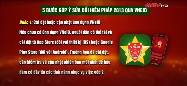 Video hướng dẫn 5 bước góp ý sửa đổi Hiến pháp 2013 qua VNeID