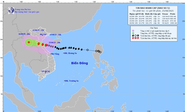 TIN BÃO KHẨN CẤP (Cơn bão số 5) - Tin phát lúc 11h00'