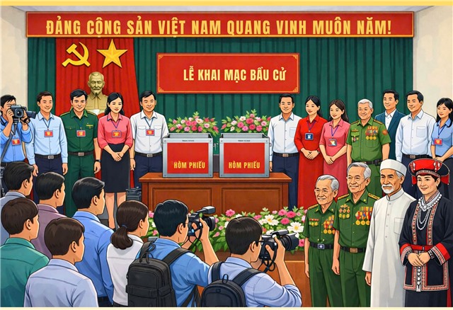 TRÌNH TỰ TỔ CHỨC LỄ KHAI MẠC VÀ BỎ PHIẾU TẠI KHU VỰC BẦU CỬ