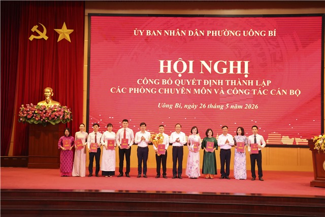 Phường 32Win12 com tại tài khoản công bố quyết định thành lập các phòng chuyên môn thuộc UBND phường